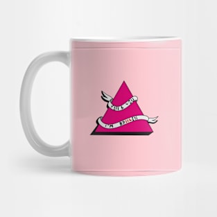 Pink triangle with I'm broken typewriter Mug